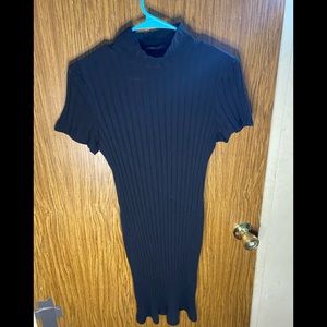 Plain black ribbed dress